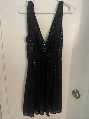 Express Black Sequin V-Neck Party Dress